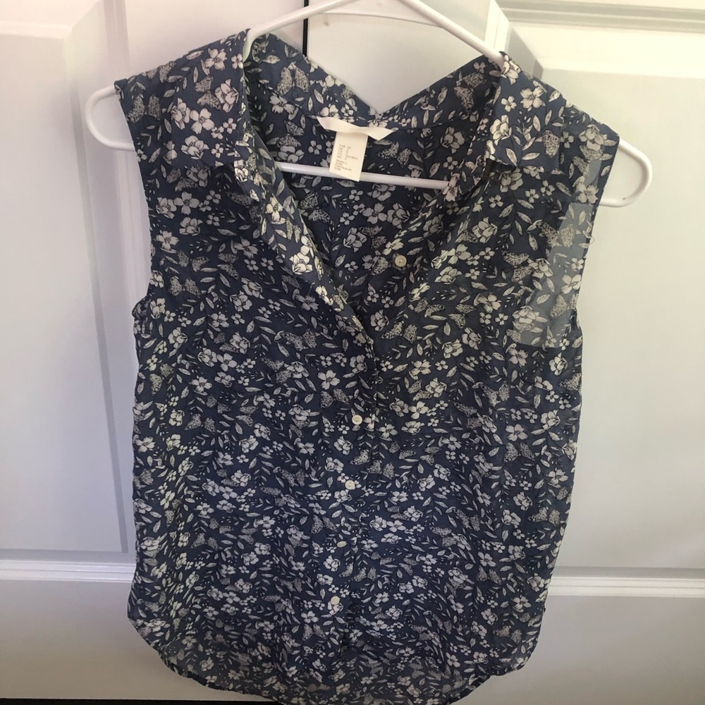 H&M Floral Blouse Tank Excellent Condition